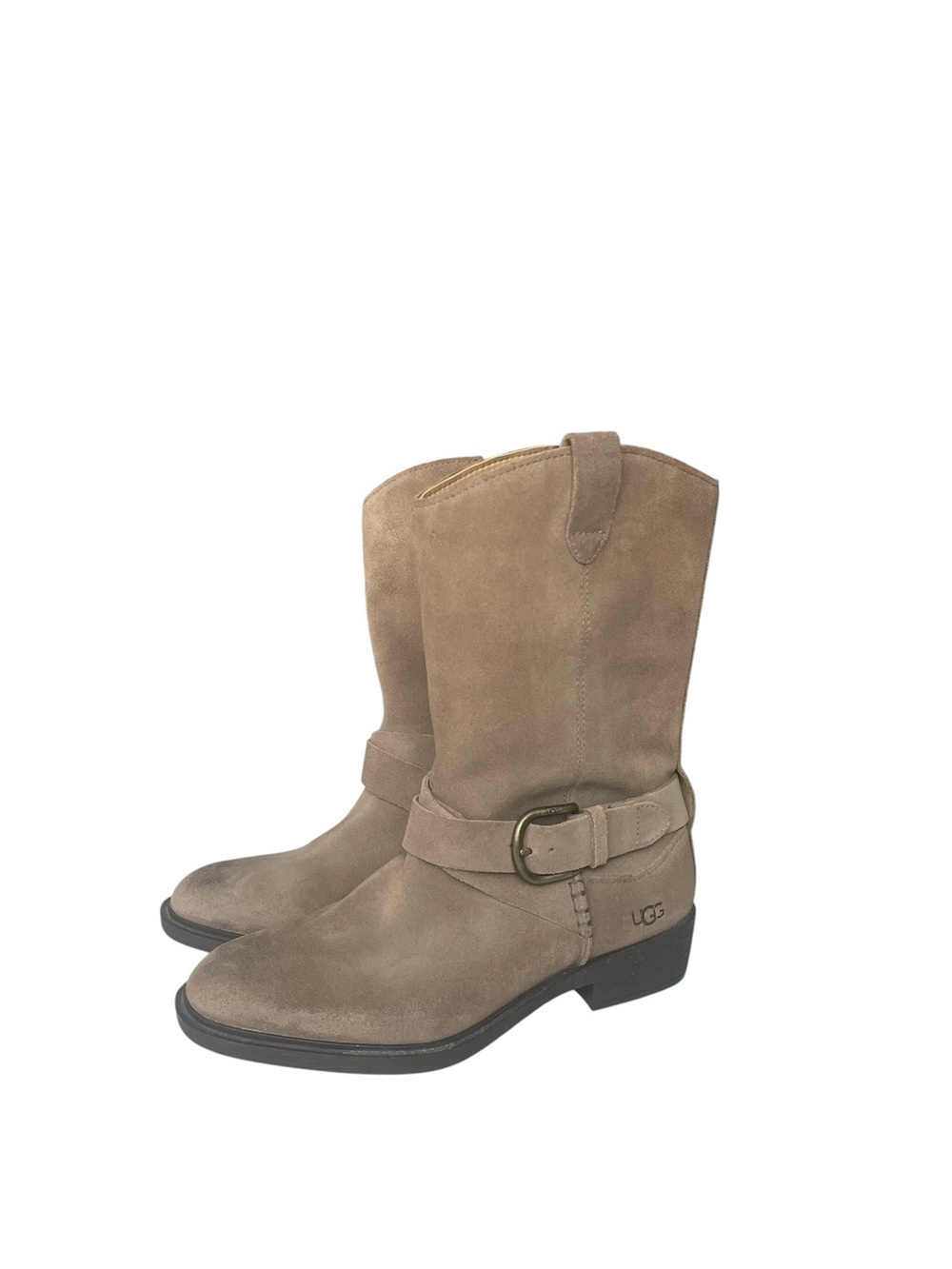 UGG Reeza Women's Taupe Suede Mid-Calf Buckle Boots Size 8(US)